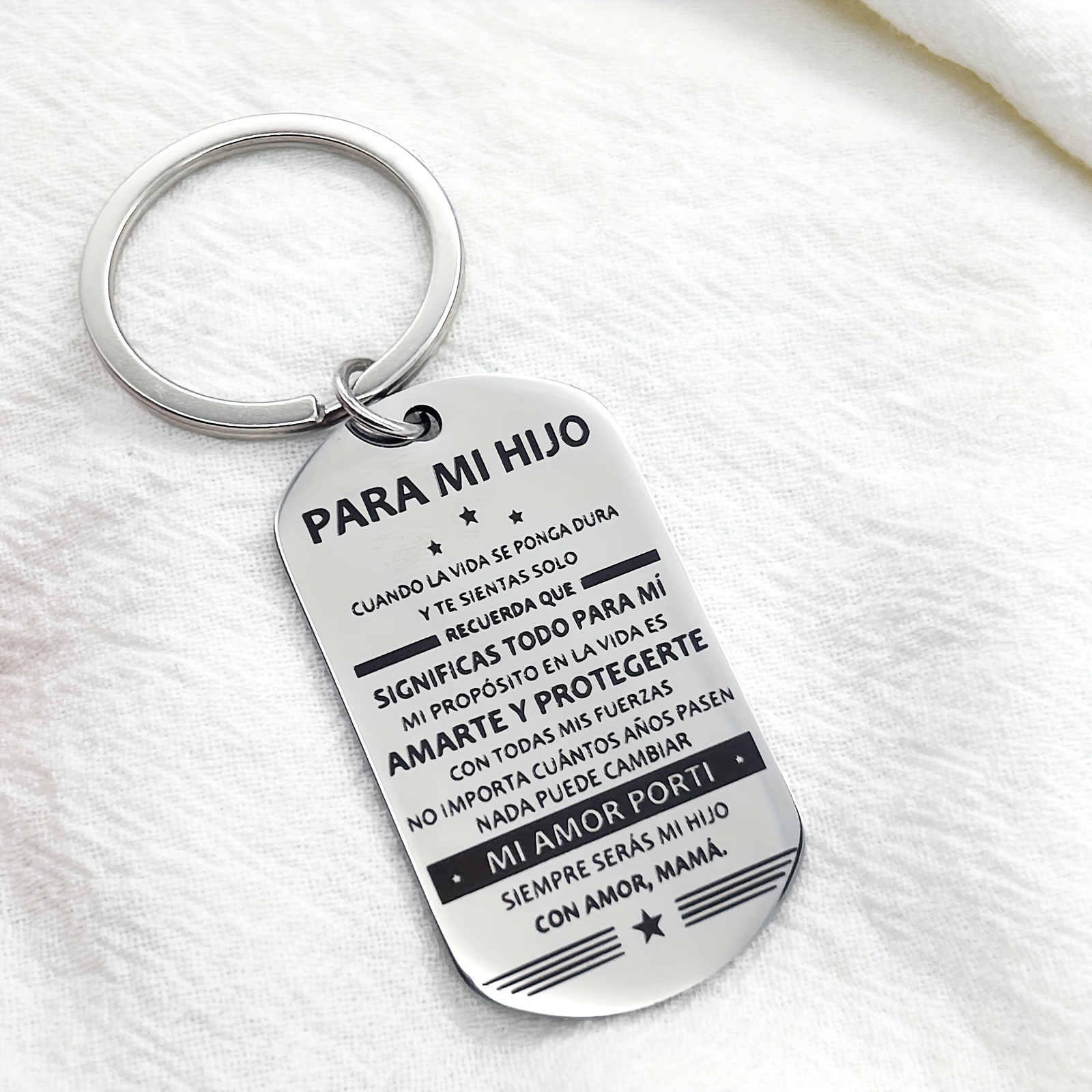 

1pc Stainless Steel Keychain For Son/daughter With Inspirational Spanish Message – Funky Style Keyring, Perfect Gift For Christmas And Everyday Use