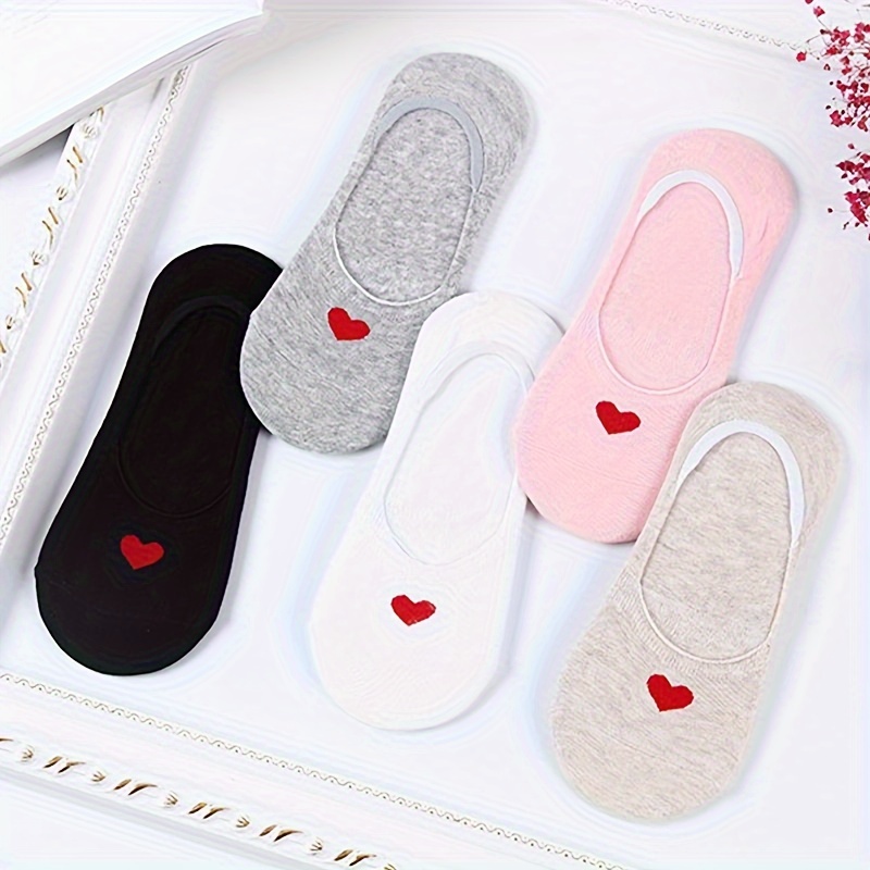 

1 Paire/3 Paires/5 Paires/10 Paires Chaussettes Invisibles Cœur d' avec Ouverture Lumineuse Chaussettes Bateau pour Femmes avec Talon en Silicone Chaussettes Courtes