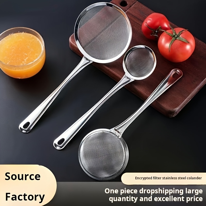 TEMU Household Stainless Steel Strainer, A Magical Tool For Filtering Soy Milk And Juice, Spoon, An Essential Kitchen Sieve Spoon, In Sizes