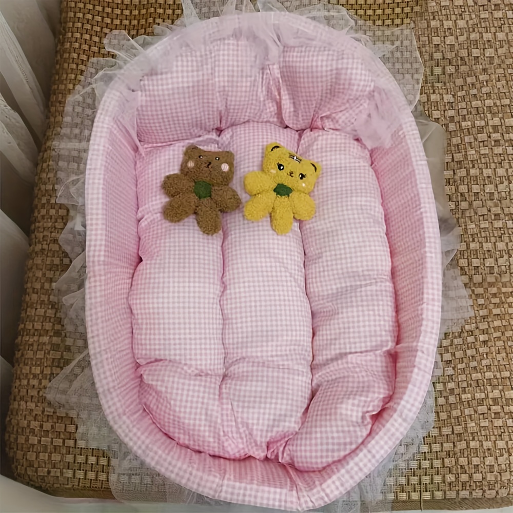 Image of 1pc Boat-shaped Pet Bed With Removable Lace Trim, Cute Unicorn Pink And Princess Bed For Small Dogs, Pet Mat With Lace Edging, Soft Mattress Pet Bed, Suitable For Small Dogs And Cats