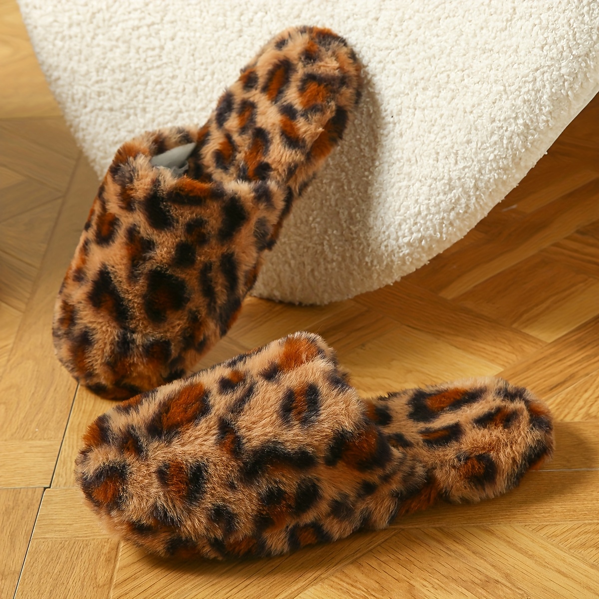 mens leopard print slip on slippers non slip indoor house shoes