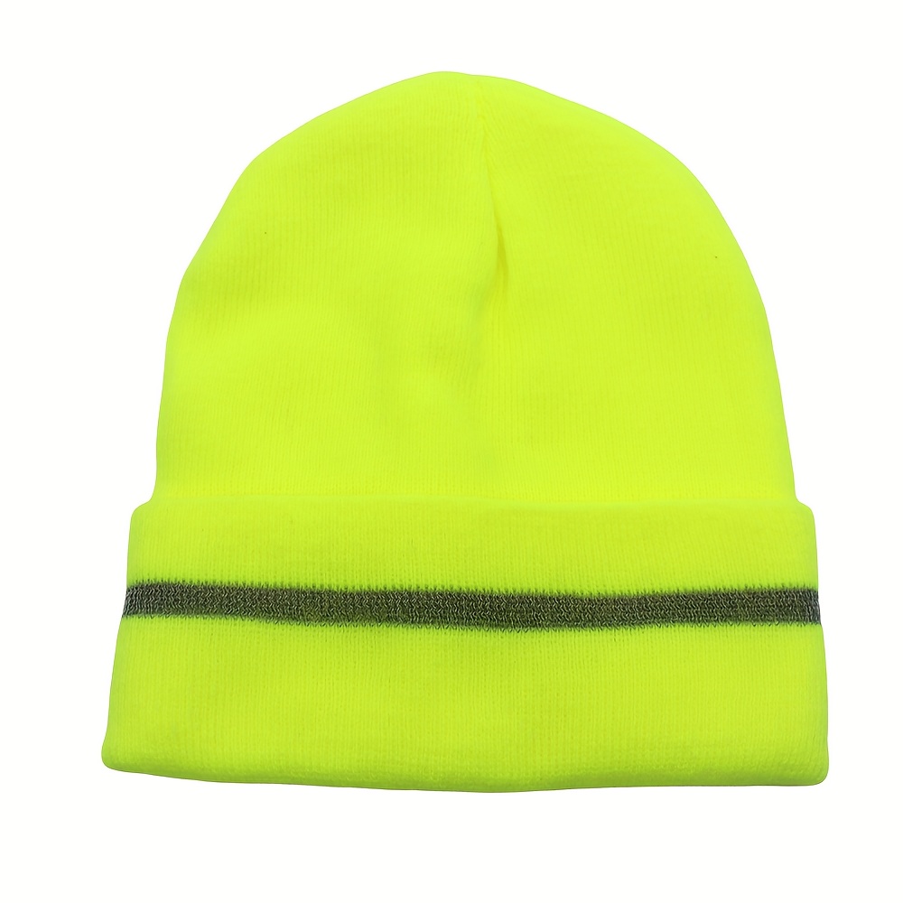 

Unisex Fluorescent Reflective Beanie With , Acrylic Knit Skull Cap, Sports Style, Medium Stretch, Solid Color, Soft, With Hand Wash/ For Night Visibility, Winter , Mardi Gras & Football Events