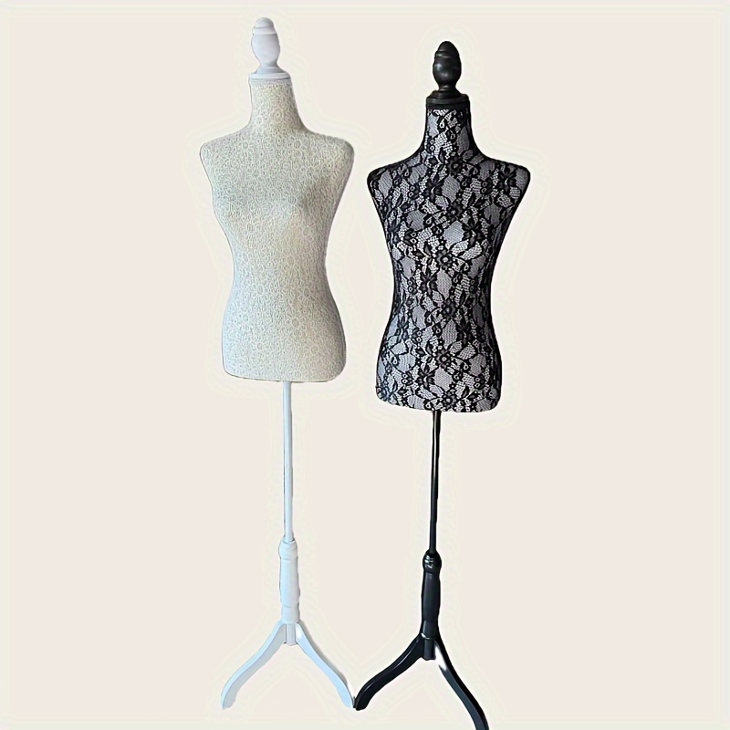 

1pc Adjustable Dress Form Mannequin Adult Half Body Display Foam Sewing Model Lace Hem With Plastic Stand