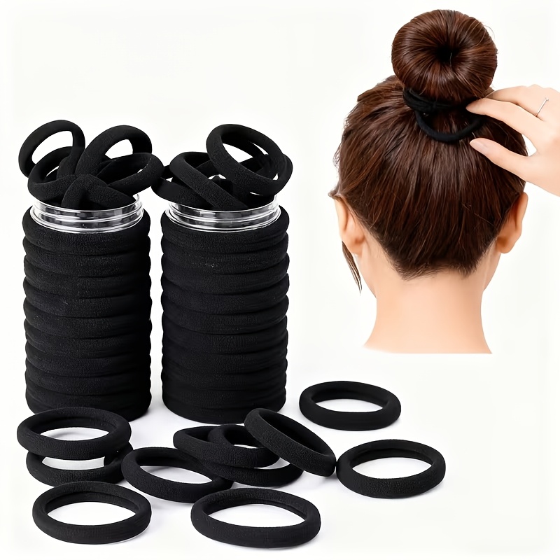 105pcs Ultra-Elastic Black Hair Ties, Durable Ponytail Holders