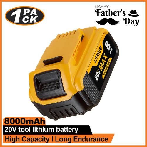 1 2 pack 8 0ah 20v lithium ion replacement battery for dewalt cordless power tools compatible with dcb200 dcb201 dcb203 dcb204 dcb206 dcb181
