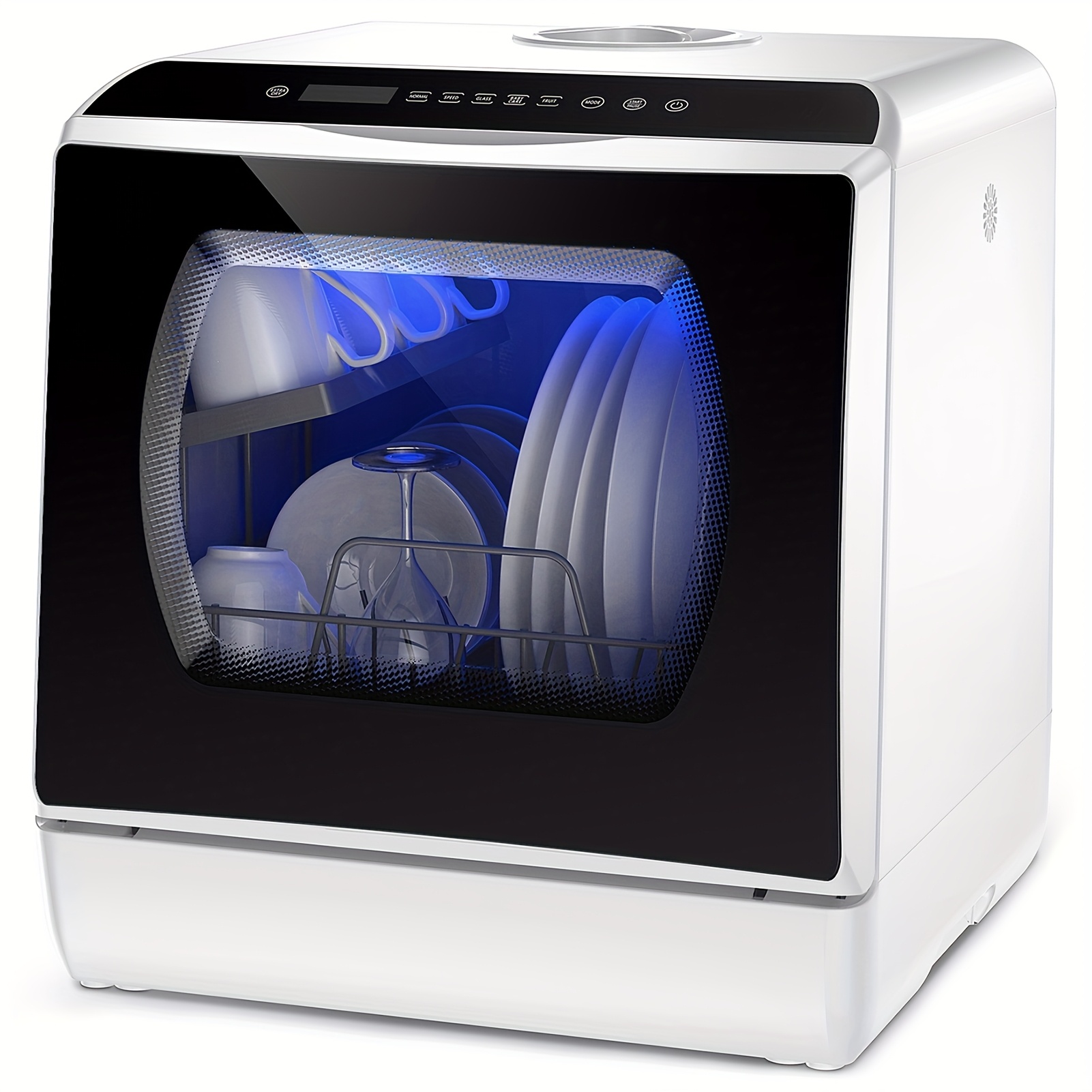 TEMU Multi-functional Countertop Dishwasher, 6 Wash Programs Mini Portable Dishwasher With 5-liter Built-in Water Tank And Visual Double-glazed Door