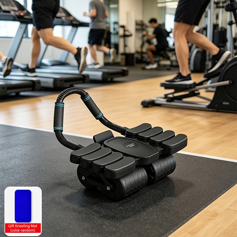TEMU Abdominal Roller With Elbow Support, Automatic Rebound And A Knee Pad, Core Workout Equipment, Abdominal Muscle Exercise, 4-wheel Abs Trainning