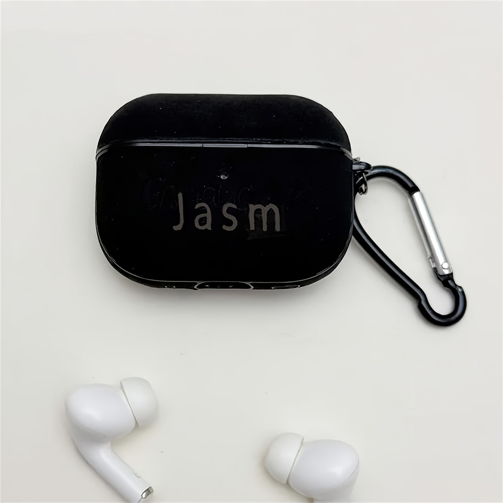 TEMU Personalized Customized Letters Engraving Name Business Minimalist Little Sheepskin Pattern Earphone Case Faux Leather For Airpods 1/2 3 4 Pro 2