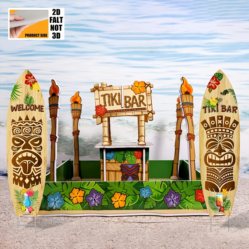 TEMU 2d Flat - 【2d Flat】 2d Flat - [2d Flat] Set Of 2 Surfboard Yard Signs For A For Bar, Perfect For Summer-themed Decorations At A Hawaiian Luau