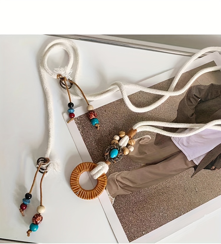 women's bohemian beaded waist rope belt adjustable vintage Temu
