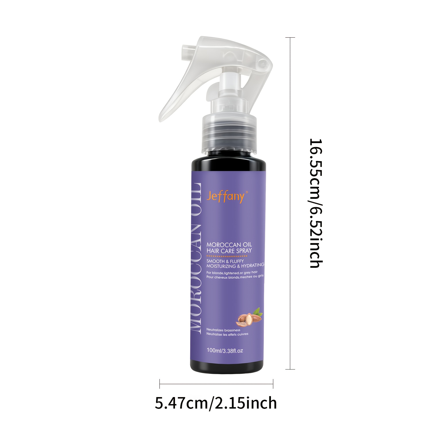 Image of 100ml Moroccan Purple Anti-yellowing Hair Spray With Argan Oil And Rosemary Oil. Frizz, Instant , Long- Lock. For Dry, Frizzy, , Split, And Chemically . Controls Brassiness And Copper Tones In Ends.
