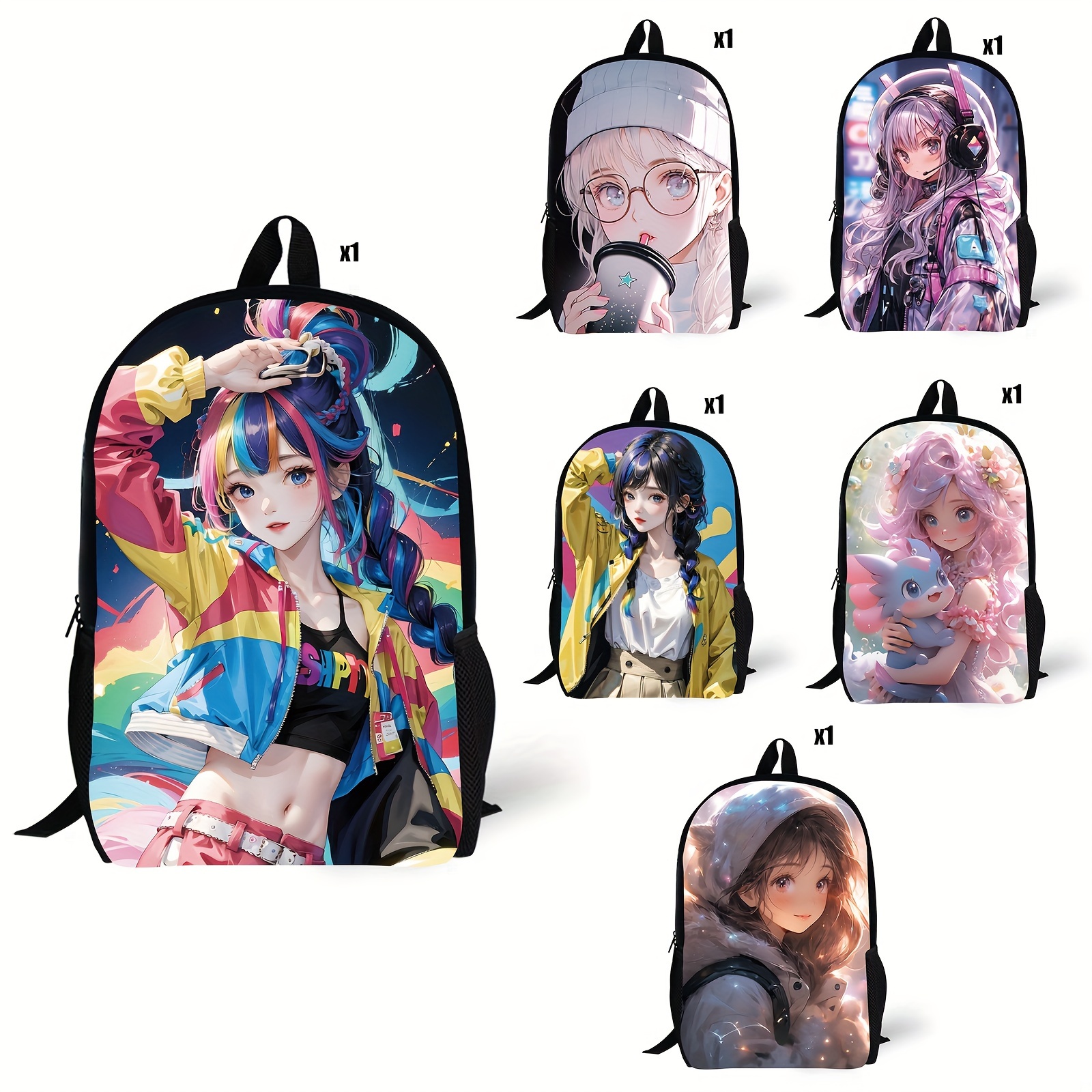 

Sac à dos à imprimé artistique d'inspiration anime, sac à dos de voyage pour ordinateur portable léger et de grande capacité, cool et décontracté.