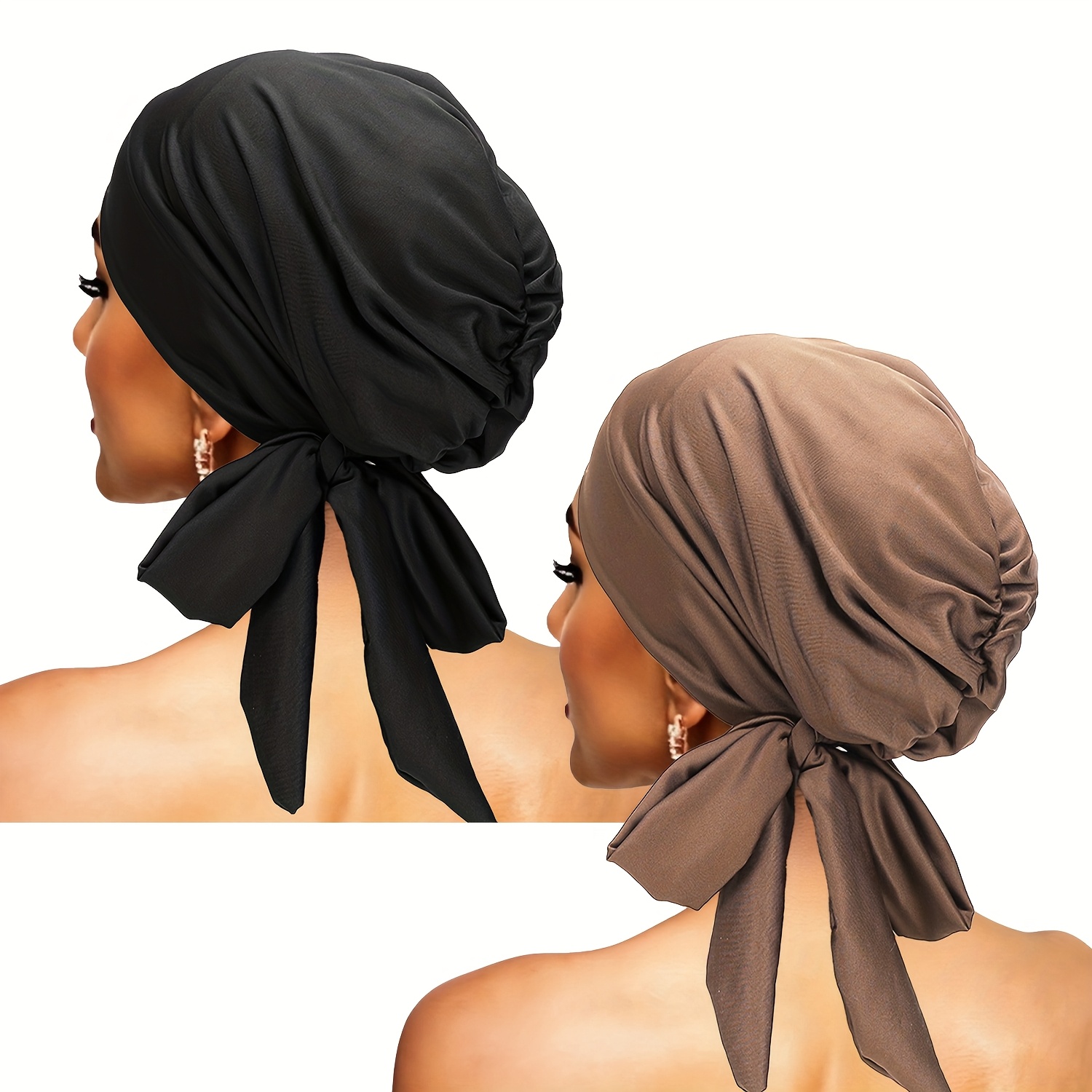 2pcs Set Stretchy Scarf Hat, Base Cap, Cover, Tied Pirate Hat