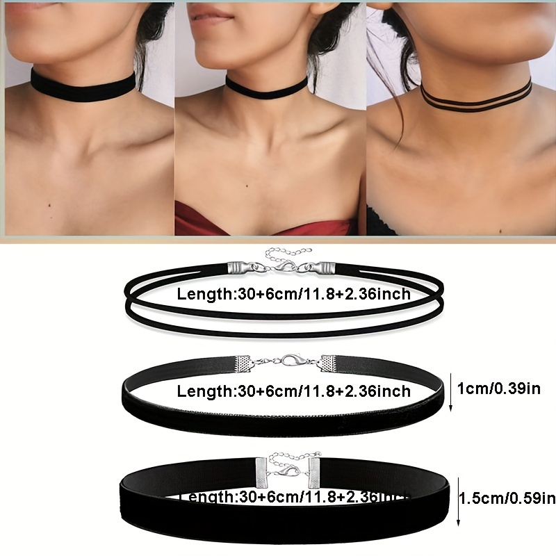 Damens Choker-Set – 3 Samt-Choker, Traditionell, Elastisch, Für Tracht & Oktoberfest