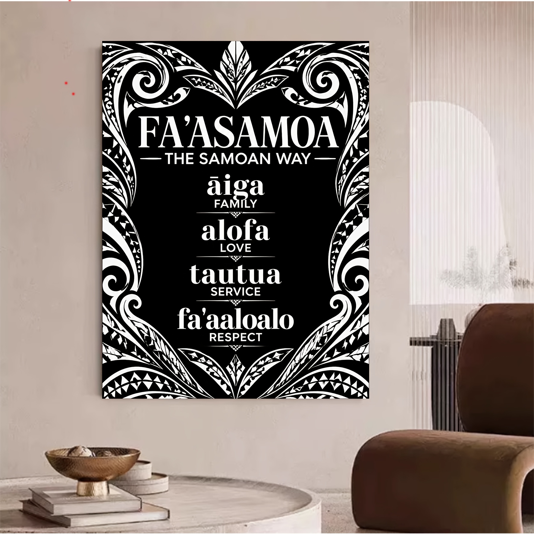 TEMU 2d Flat, 2d Flat 2d Samoan-style Text And Pattern Art Frameless Wall Painting, Suitable For Kitchens, Corridors, Bedrooms, Bathrooms, Living