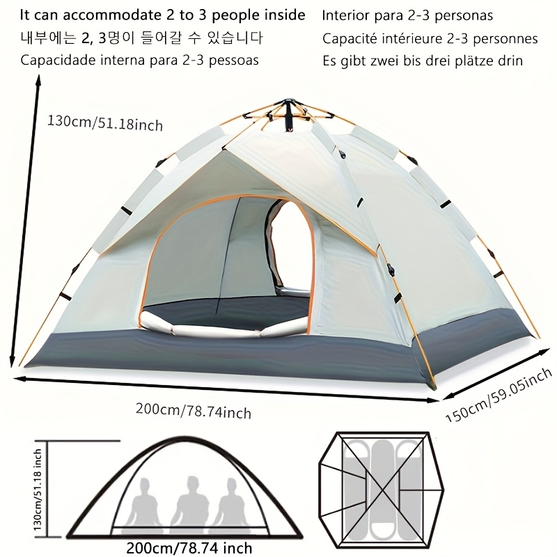 Portable automatic quick-open installation-free family camping tent outdoor hiking tent