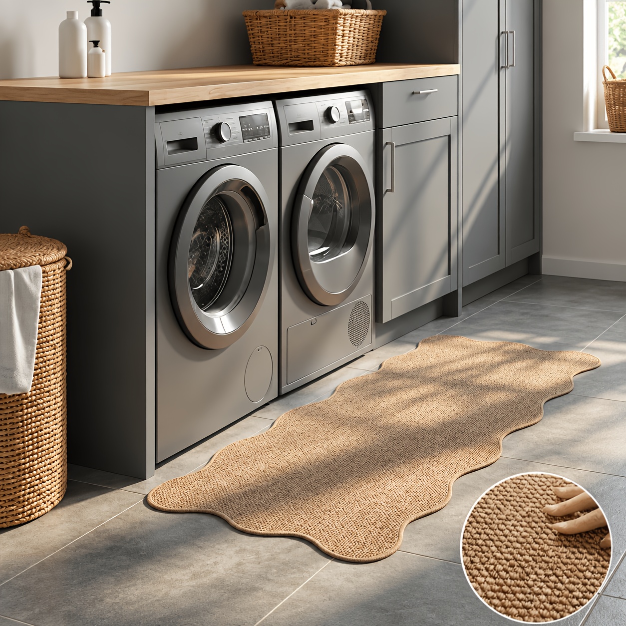 TEMU 1pc Faux Jute Runner Rug, Floor Mat, Rustic Brown, Densely Woven With Full Large Grains, Fade-resistant, Shed-resistant, Pilling-resistant,