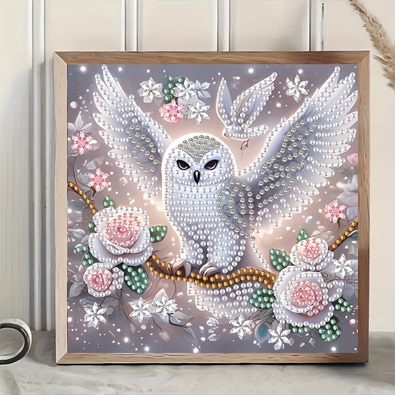 Diy 5d Owl With Diamond Painting Kit 7.87*7.87in - Crafts, With Special Shaped Crystals And Rhinestones, Unframed Home Wall Decoration, Shine And Charm, Universal Gift