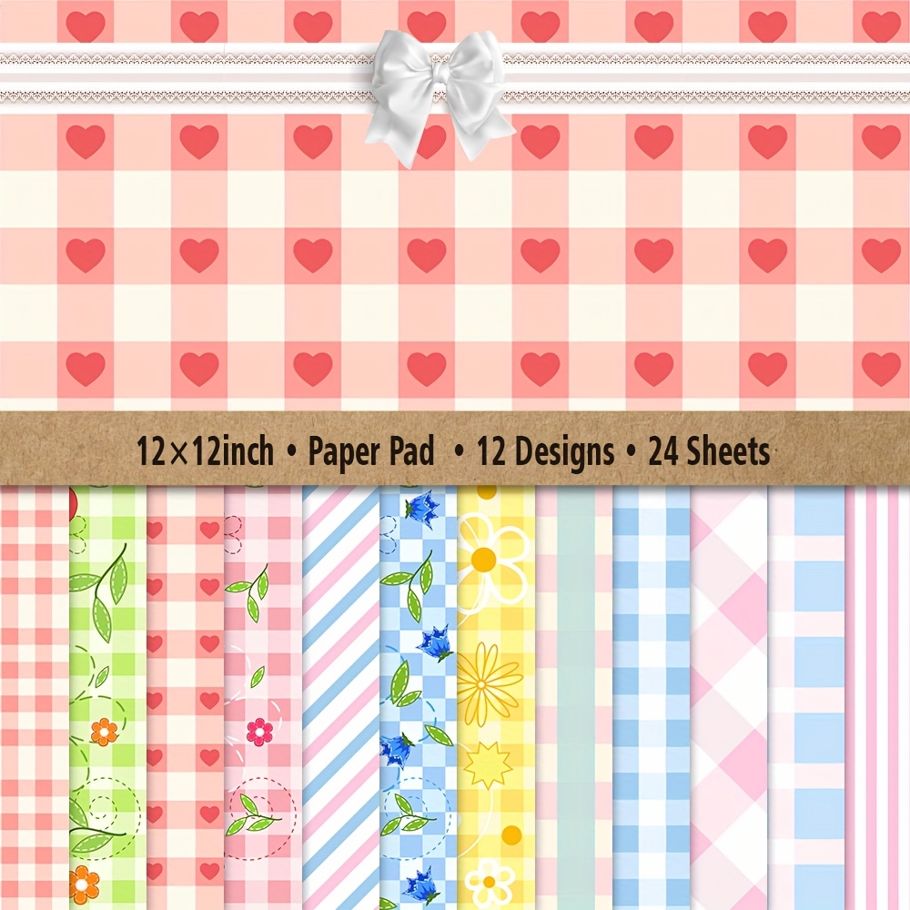 TEMU 12/24 Sheets 12"x12" Scrapbook Paper | Gift Packaging Album Planner Decorative Paper, Aesthetic Decoration Craft Supplies, 12 Design Scrapbook