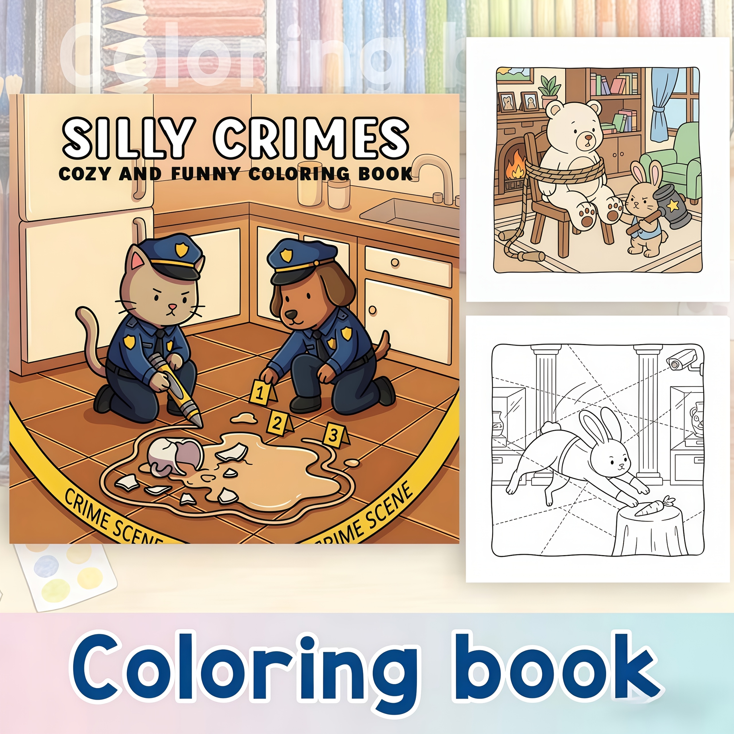 Image of 1pc Hilarious Coloring Book | Coloring Pages For Adults And Children | 24 And Funny Illustrations Depicting Getting Into Trouble In The Most And Adorable Ways