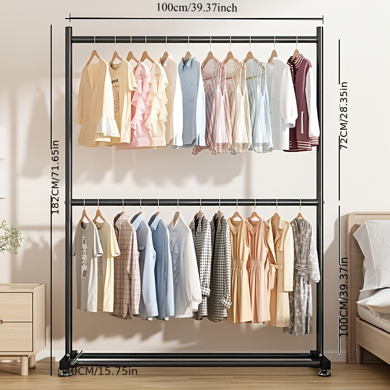 TEMU Double-layer Clothes Rack For Home Use, Suitable For And Thickened For Bedrooms, Dormitories, And Rental Houses, For Wholesale