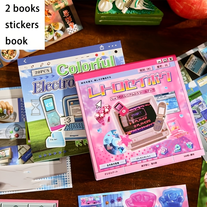 TEMU 2 Volumes, Vintage Sticker Books, Y2k-style Stickers, Featuring Bright Colors And Exquisite Illustrations. Multi-functional Stickers For