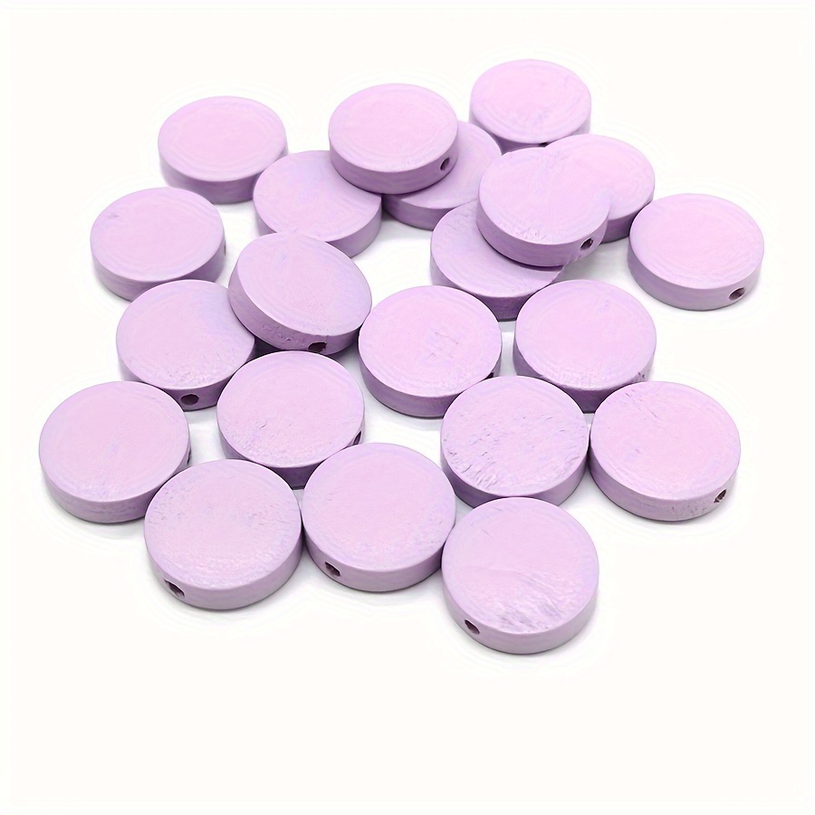20pcs Flat Round Wooden Beads for DIY Jewellery Making