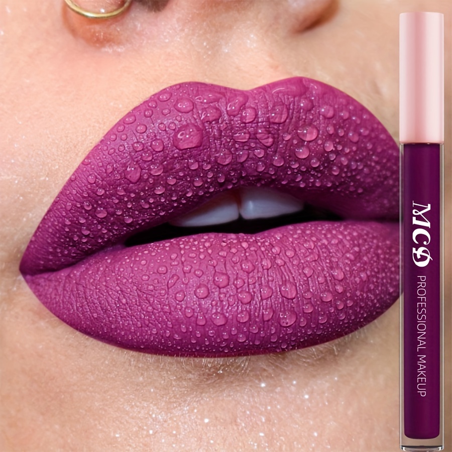 Lip Glaze, Purple, Waterproof, Lasting Makeup, Not Greasy, Not Drying, Matte, Lip Gloss, , Suitable For Beginners