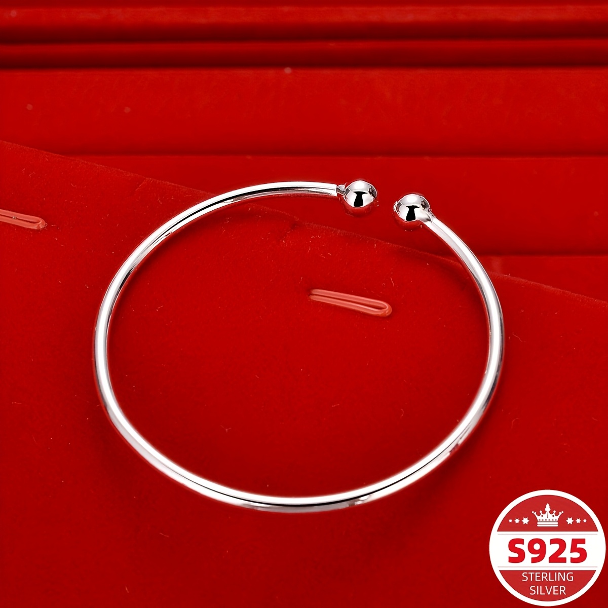 TEMU The S925 Sterling Silvery Bracelet With A Fashionable And Simple Opening Is Smooth And Simple, With A Glossy Finish And A Simple Garlic Head