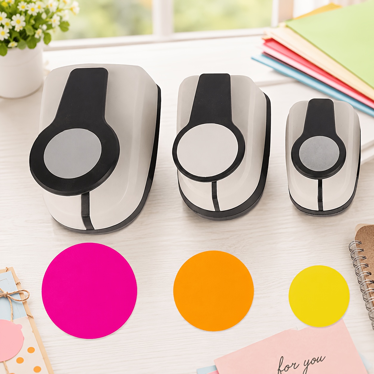TEMU Lot de 3 perforeuses à papier d'étoile, de cœur et de cercle, outils de perforation robustes pour le scrapbooking, la création de cartes, les