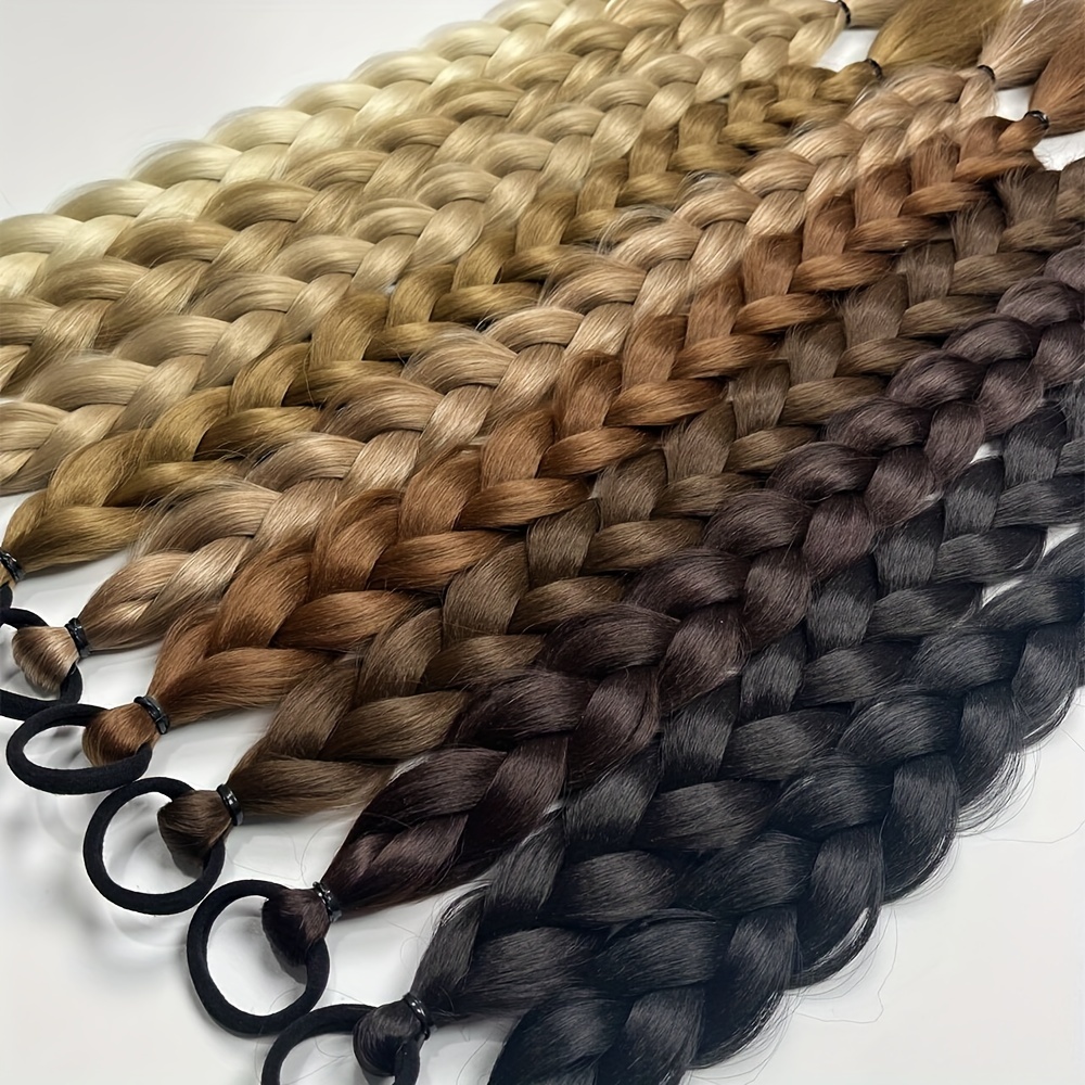 braided long ponytail extensions with elastic band hair synthetic fiber 24inch blonde braids pony tail hair accessories for   use halloween