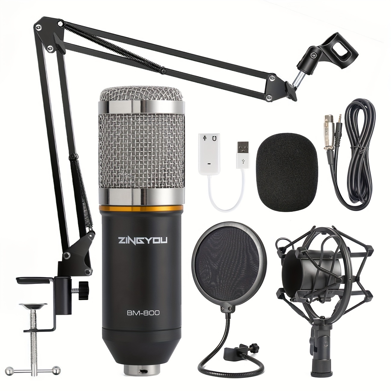 

Bundle, Bm-800 Mic Kit Mic Arm, And Double- Pop Filter For & Brocasting (bm-800 Bundle)