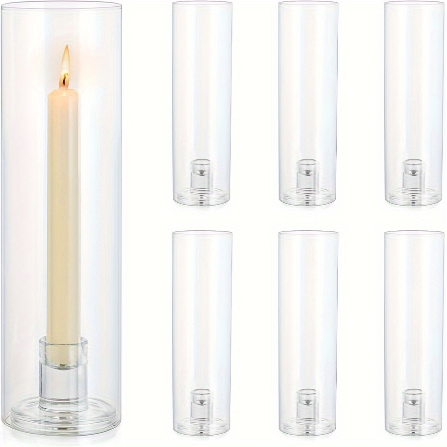 E-shop Kerzenständer Langständer - (6 Stk\10 Stk) Kerzenhalter mit Abnehmbarem Glasdeckel Taper Kerzenhalter Taper Kerzenhalter Tischdekoration