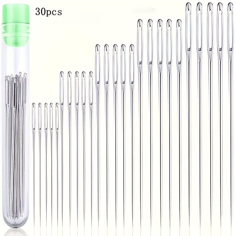 30pcs Large Eye Needles, Sewing Needles Large Eye Hand Sewing Needles, Transparent Storage Tube, Handmade Diy Sewing Accessories