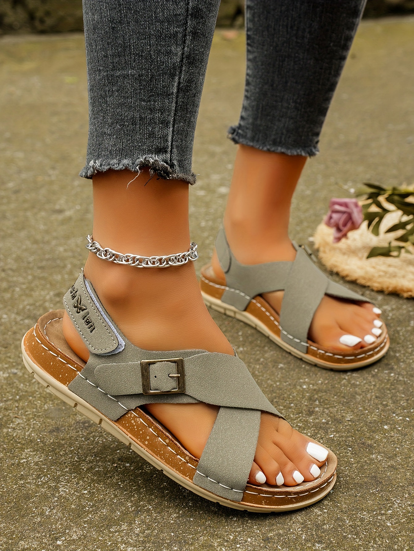 2023 new cross band flat sandals for   for summer exposing toes fairy like roman shoes for students details 20