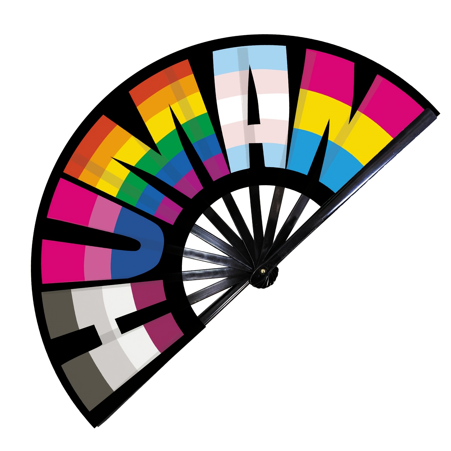 TEMU 33cm Trendy English Letter Folding Fan | Individual Print And Street Style | Daily Wear Practice Decorative Fan