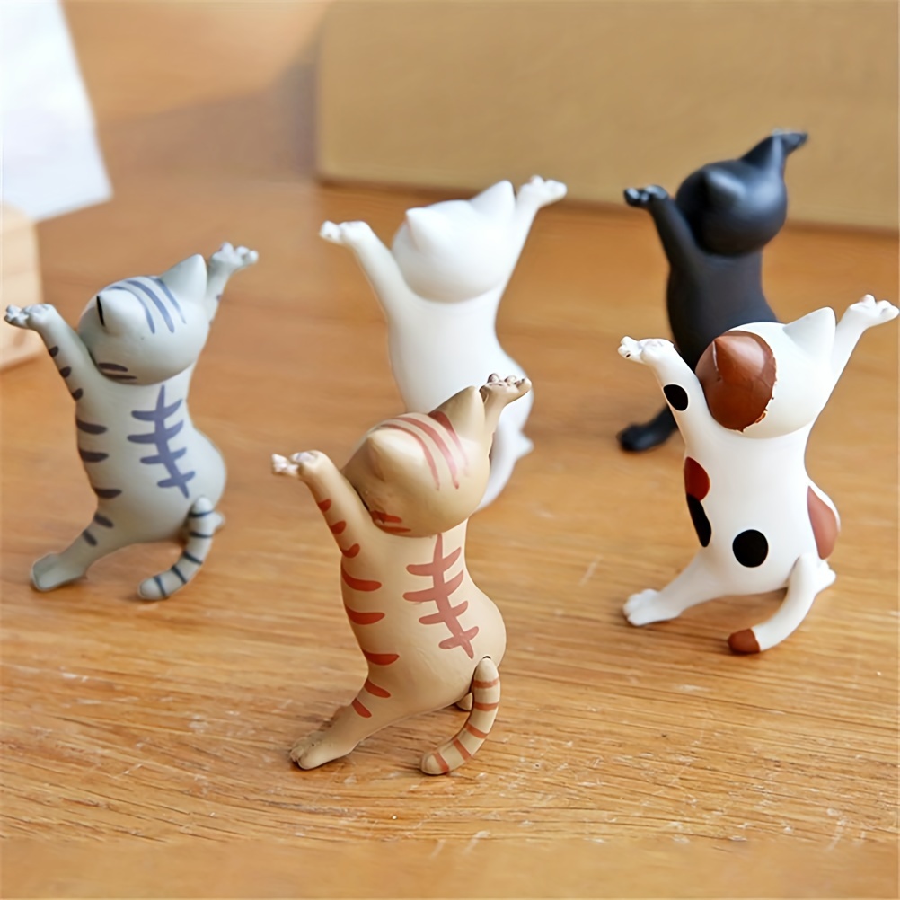 5PCS Anime Raising Hands Dancing Cat Model Cat Ornaments Cat Figures Toys For Children S Room Study Room Statues & Sculptures Home Decor_voghion.com