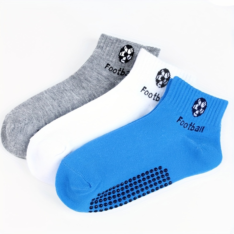 Image of 3 Pairs Of Student Anti Slip Sports Socks, Elastic And Non Restrictive, Comfortable And Versatile For Boys,fall And Winter Clothes