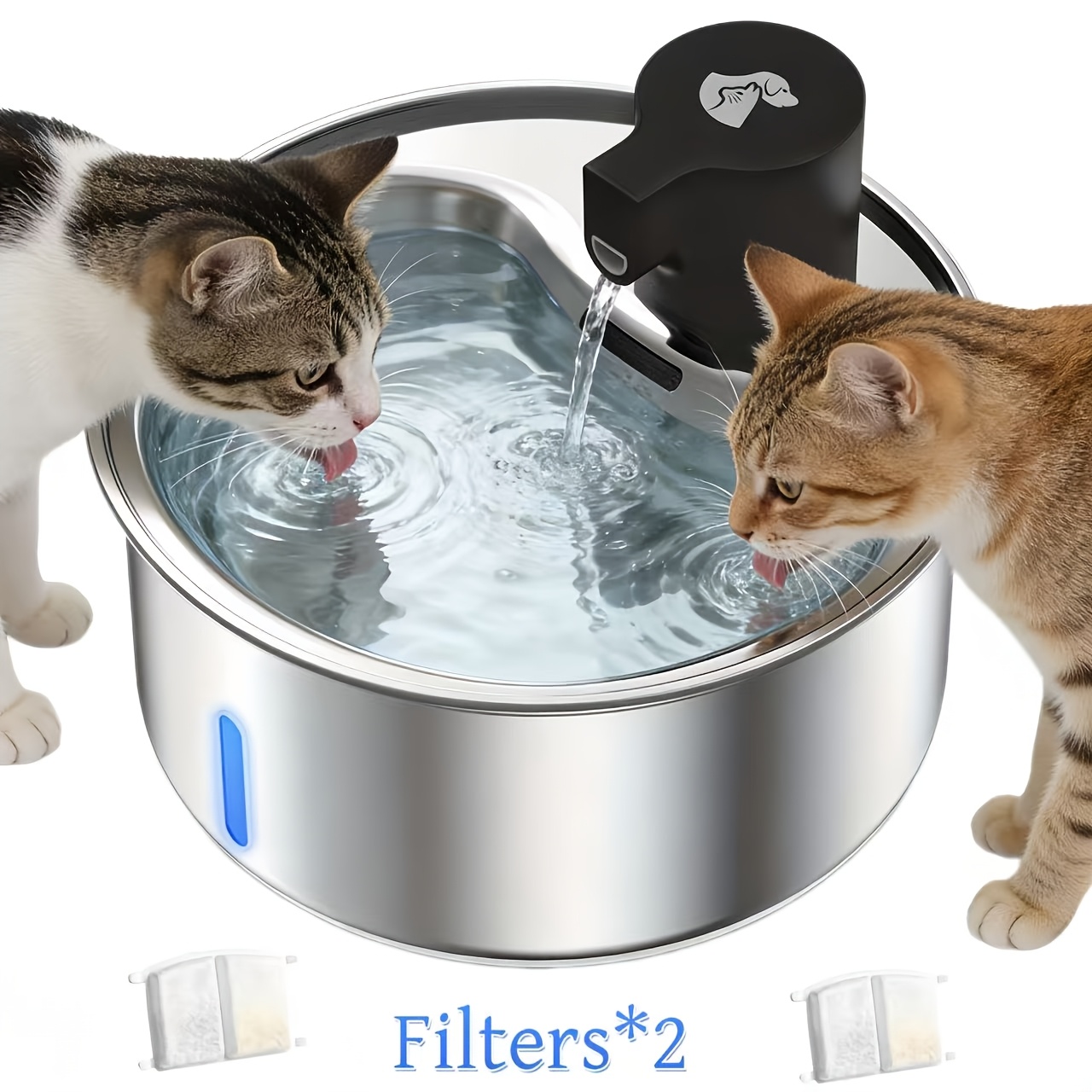 TEMU 5-liter/195oz Stainless Steel Pet Water Fountain, Cat Water Fountain, Dog Water Fountain, Cat Fountain Water Filter, Safety Design, Suitable For