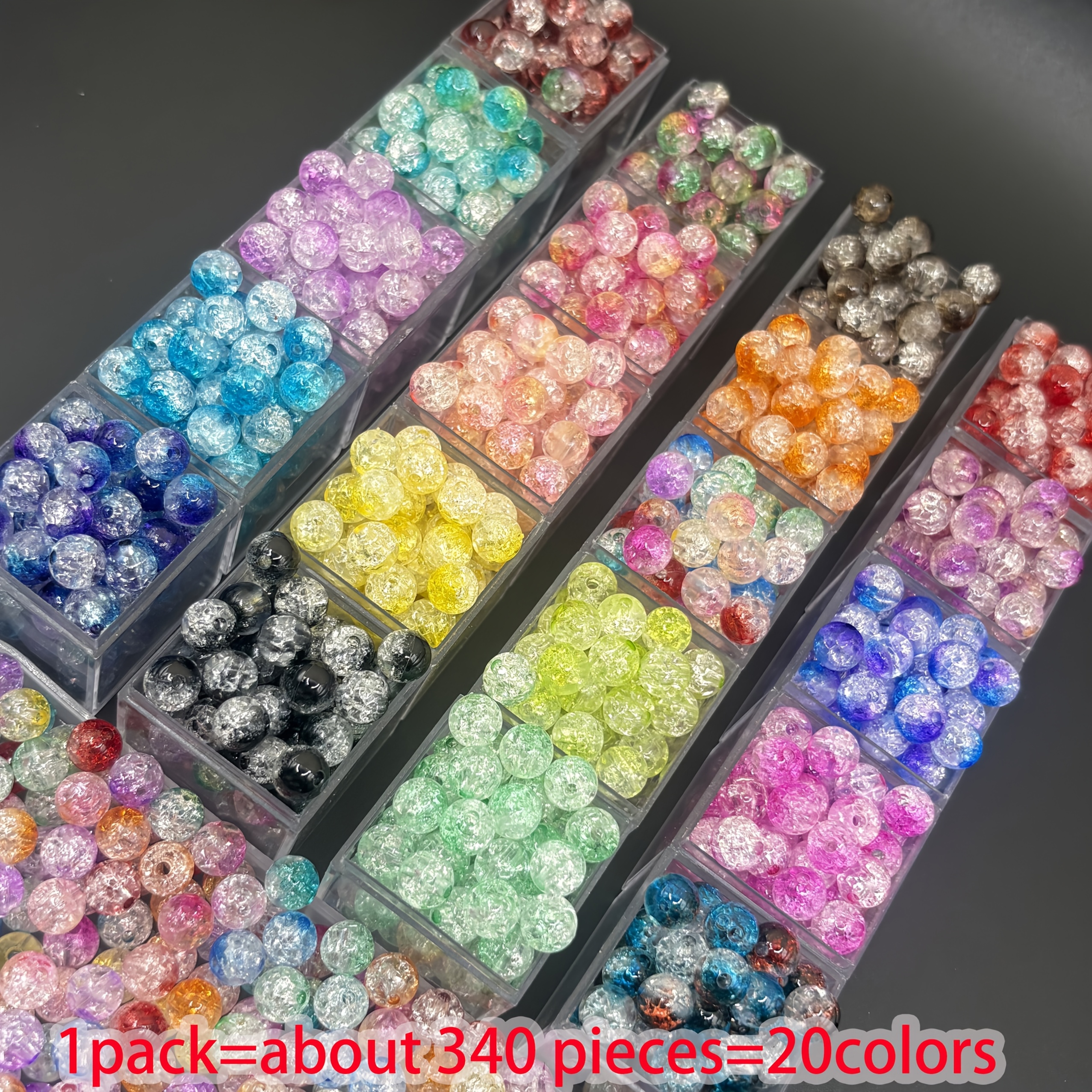 TEMU 340 perles décoratives fendues de 8 mm - 20 , emballage , pour la création de bijoux DIY, , bracelets, artisanat - perles de haute qualité pour