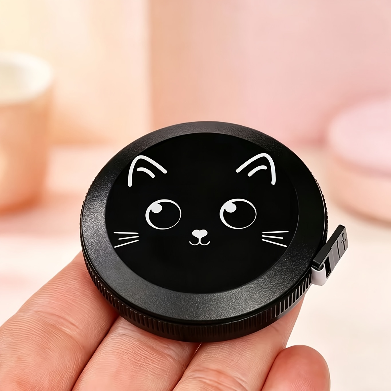 TEMU Cute Cat Mini Retractable Tape Measure Double-sided Metric Imperial Soft Sewing Ruler For Body Waist Chest Measurement Tailoring Craft Fabric