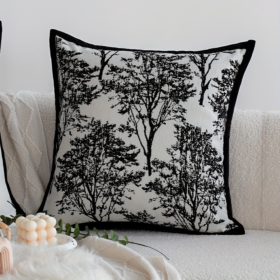 TEMU 1 taie d'oreiller en velours noir jacquard, style Ins Nordique pour salon, canapé, chambre à coucher