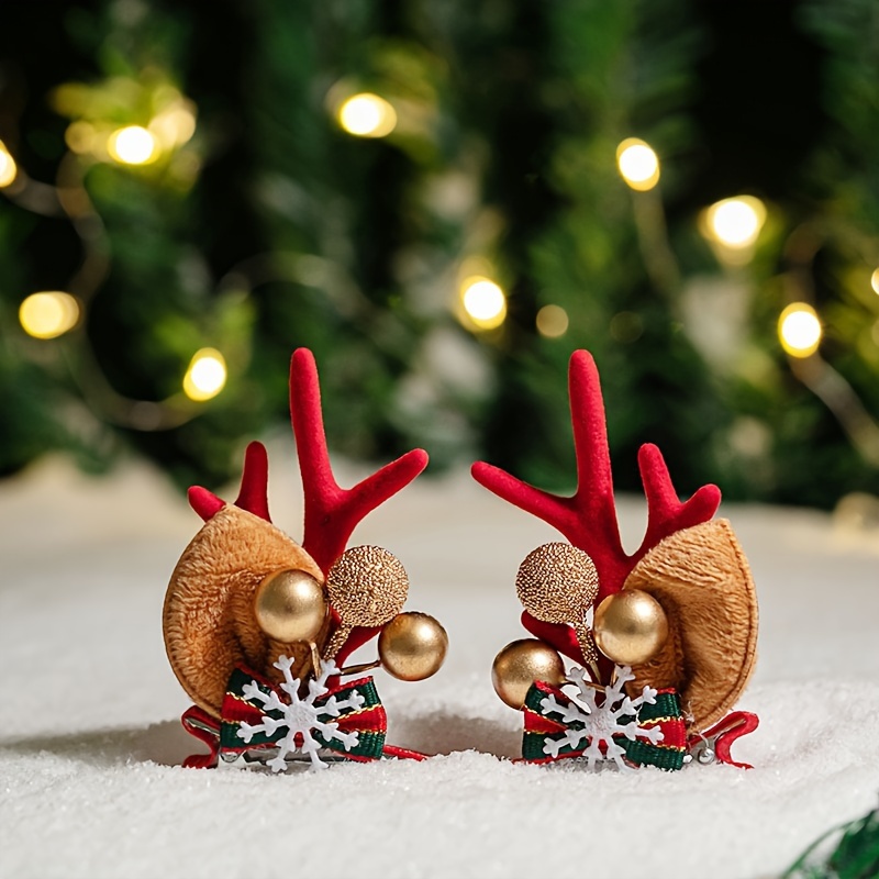 

2 Pcs Cute Christmas Deer Hair Clips Bow Hair Accessories For Women, Holiday Gift, Birthday Party, Cute & Accessories