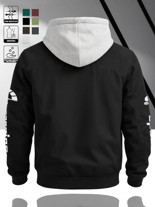 veste cardigan à capuche pour homme, couleur tendance, manches longues, imprimé lettres, confortable et polyvalente, pour lautomne et lhiver jk5682, style , respirante, coupe standard,