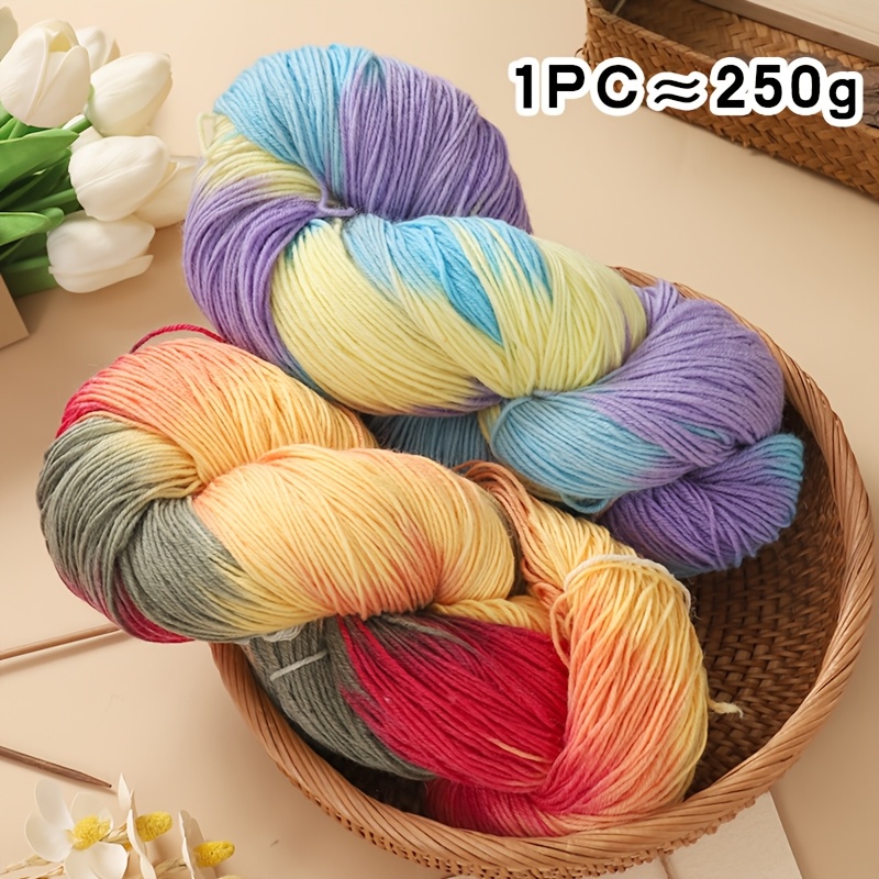 

Weave, Rainbow Gradient Wool-polyester Yarn, 250g - Ideal For Crochet & Knitting Projects Like Sweaters, Shawls, Cushions, Gloves, Socks, Scarves, And Backpacks, 650m Roll