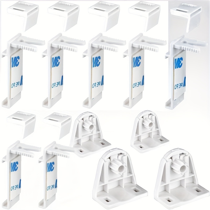Image of 18pcs Set Of White No-drill Roller Blind Clips Replacement Kit, Double-layer Sunshade Curtain Brackets, Compatible With Curtain Rods/blinds, Strong Anti-slip And Anti-fall Accessory Set