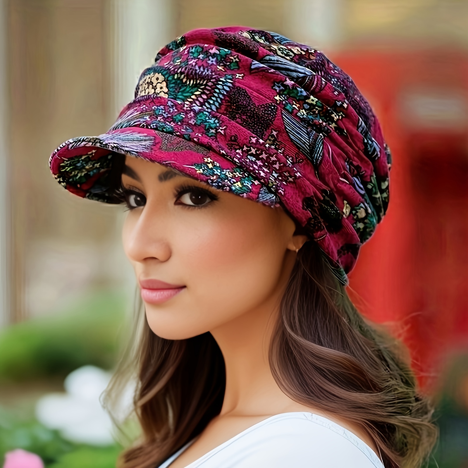 Elegant Vintage Floral Newsboy Cap For Women - Lightweight, Durable, And Perfect For Daily