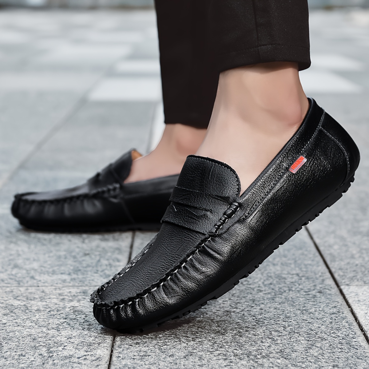 mocasines sin cordones hombre zapatos casuales negros Temu Brazil