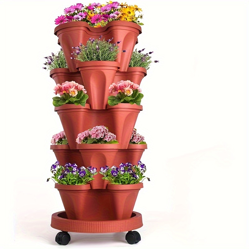 

1set/11pc, Modular Planting System With Detachable Wheels And Horticultural Equipment, Vertical Garden Containers, Versatile Planting Pots - Multi-level Vertical Garden Planter