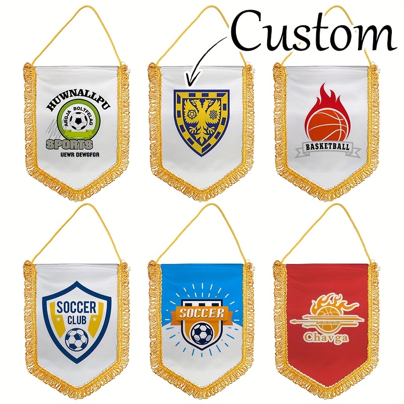customizable football   flag durable polyester wall art with player badges green and   suitable for home dorm outdoor soccer room decor      